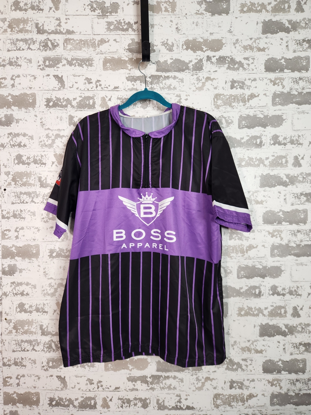 Boss Apparel Y2K Cyber Graphic Short-Sleeve Zip Jersey Size L